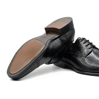 Zelli Italia Giovanni Men's Shoes Black Teju Lizard Skin Derby (ZEL1037)-AmbrogioShoes