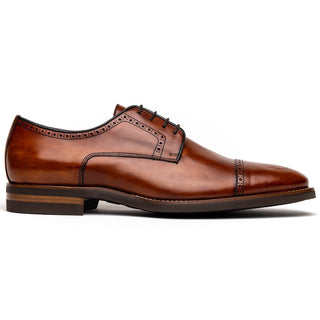 Zelli Italia Giovanni Men's Shoes Cognac Calf-Skin Leather Cap-Toe Derby (ZEL1038)-AmbrogioShoes