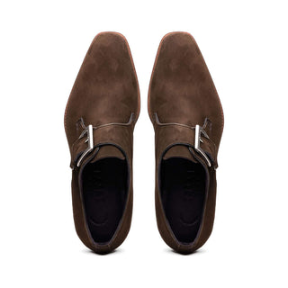 Zelli Italia Hebilla Dark Brown Calf-Skin Suede Single Monk-Strap (ZEL1076)-AmbrogioShoes