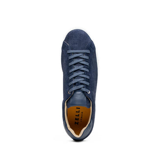 Zelli Italia Kobe Men's Shoes Navy Crocodile Print Goat-Skin Suede Sneaker (ZEL1059)-AmbrogioShoes