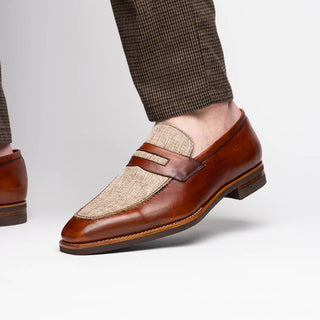 Zelli Italia Lago Men's Shoes Cognac Calf-Skin Leather Slip-On Penny Loafer (ZEL1022)-AmbrogioShoes