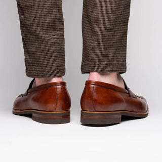 Zelli Italia Lago Men's Shoes Cognac Calf-Skin Leather Slip-On Penny Loafer (ZEL1022)-AmbrogioShoes