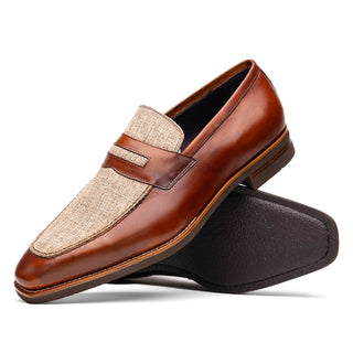 Zelli Italia Lago Men's Shoes Cognac Calf-Skin Leather Slip-On Penny Loafer (ZEL1022)-AmbrogioShoes