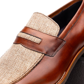 Zelli Italia Lago Men's Shoes Cognac Calf-Skin Leather Slip-On Penny Loafer (ZEL1022)-AmbrogioShoes