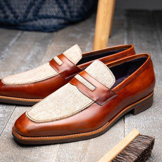 Zelli Italia Lago Men's Shoes Cognac Calf-Skin Leather Slip-On Penny Loafer (ZEL1022)-AmbrogioShoes