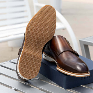Zelli Italia Legerra Brown Calf-Skin Leather Monk-Strap (ZEL1075)-AmbrogioShoes