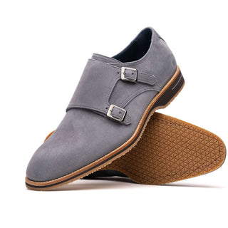 Zelli Italia Legerra Gray Goat-Skin Suede Monk-Strap (ZEL1073)-AmbrogioShoes