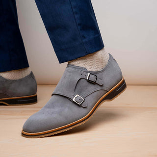 Zelli Italia Legerra Gray Goat-Skin Suede Monk-Strap (ZEL1073)-AmbrogioShoes