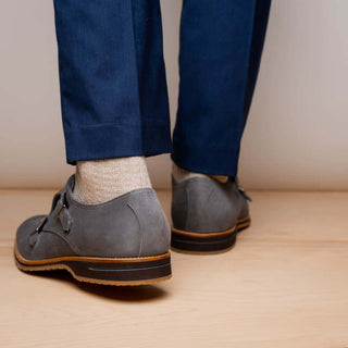 Zelli Italia Legerra Gray Goat-Skin Suede Monk-Strap (ZEL1073)-AmbrogioShoes