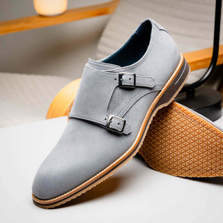 Zelli Italia Legerra Gray Goat-Skin Suede Monk-Strap (ZEL1073)-AmbrogioShoes