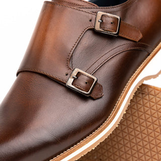 Zelli Italia Legerra Men's Shoes Brown Calf-Skin Leather Monk-Strap (ZEL1075)-AmbrogioShoes