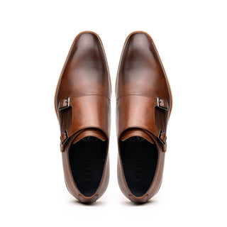 Zelli Italia Legerra Men's Shoes Brown Calf-Skin Leather Monk-Strap (ZEL1075)-AmbrogioShoes