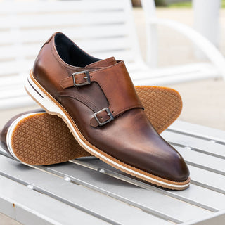 Zelli Italia Legerra Men's Shoes Brown Calf-Skin Leather Monk-Strap (ZEL1075)-AmbrogioShoes