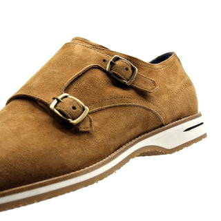 Zelli Italia Legerra Men's Shoes Cognac Goat-Skin Suede Monk-Strap (ZEL1073)-AmbrogioShoes