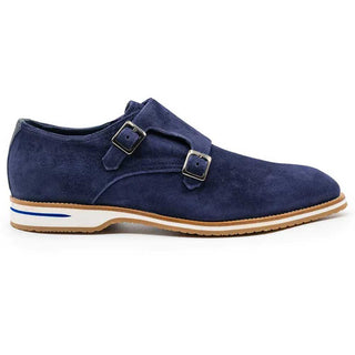 Zelli Italia Legerra Men's Shoes Navy Goat-Skin Suede Monk-Strap (ZEL1073)-AmbrogioShoes