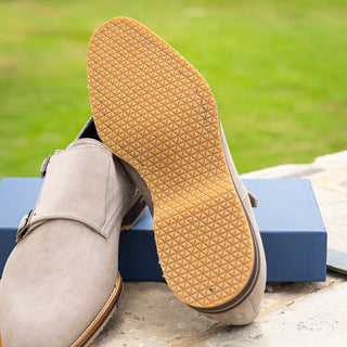 Zelli Italia Legerra Men's Shoes Sand Goat-Skin Suede Monk-Strap (ZEL1073)-AmbrogioShoes