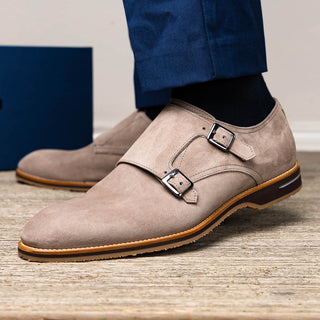 Zelli Italia Legerra Men's Shoes Sand Goat-Skin Suede Monk-Strap (ZEL1073)-AmbrogioShoes