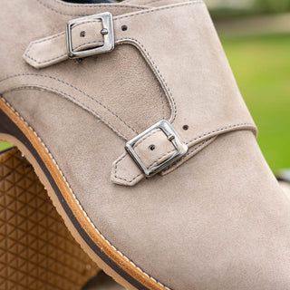 Zelli Italia Legerra Men's Shoes Sand Goat-Skin Suede Monk-Strap (ZEL1073)-AmbrogioShoes