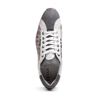 Zelli Italia Leo Men's Shoes Gray Multi Goat-Skin Suede Sneaker (ZEL1060)-AmbrogioShoes
