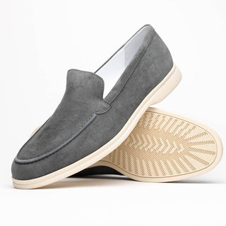 Zelli Italia Livorno Men's Shoes Gray Goat-Skin Suede Slip-On Loafer (ZEL1030)-AmbrogioShoes