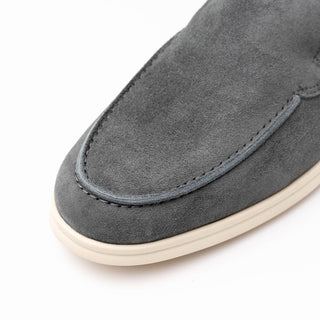 Zelli Italia Livorno Men's Shoes Gray Goat-Skin Suede Slip-On Loafer (ZEL1030)-AmbrogioShoes