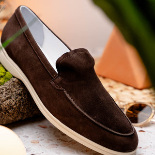 Zelli Italia Livorno Men's Shoes Mocha Goat-Skin Suede Slip-On Loafer (ZEL1030)-AmbrogioShoes