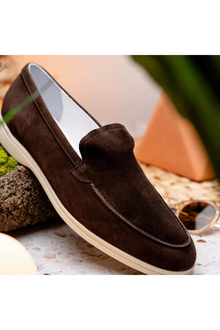 Zelli Italia Livorno Mocha Goat-Skin Suede Slip-On Loafer (ZEL1030)-AmbrogioShoes
