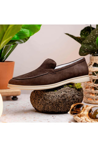 Zelli Italia Livorno Mocha Goat-Skin Suede Slip-On Loafer (ZEL1030)-AmbrogioShoes