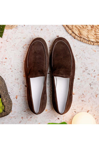 Zelli Italia Livorno Mocha Goat-Skin Suede Slip-On Loafer (ZEL1030)-AmbrogioShoes
