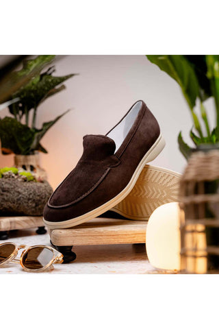 Zelli Italia Livorno Mocha Goat-Skin Suede Slip-On Loafer (ZEL1030)-AmbrogioShoes