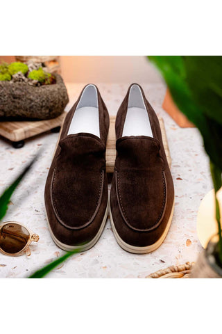Zelli Italia Livorno Mocha Goat-Skin Suede Slip-On Loafer (ZEL1030)-AmbrogioShoes