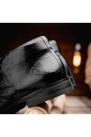 Zelli Italia Marco Black Ostrich Skin Chukka Boot (ZEL1069)-AmbrogioShoes