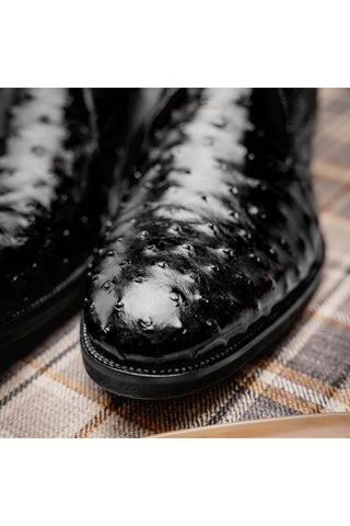 Zelli Italia Marco Black Ostrich Skin Chukka Boot (ZEL1069)-AmbrogioShoes