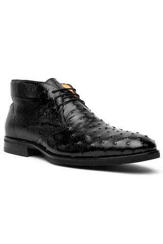 Zelli Italia Marco Black Ostrich Skin Chukka Boot (ZEL1069)-AmbrogioShoes