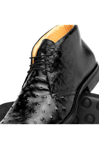 Zelli Italia Marco Black Ostrich Skin Chukka Boot (ZEL1069)-AmbrogioShoes
