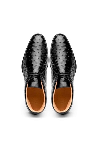 Zelli Italia Marco Black Ostrich Skin Chukka Boot (ZEL1069)-AmbrogioShoes