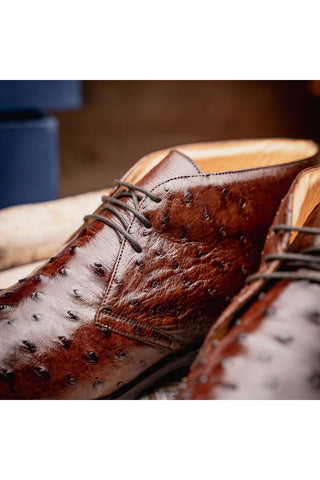 Zelli Italia Marco Brown Ostrich Skin Chukka Boot (ZEL1069)-AmbrogioShoes