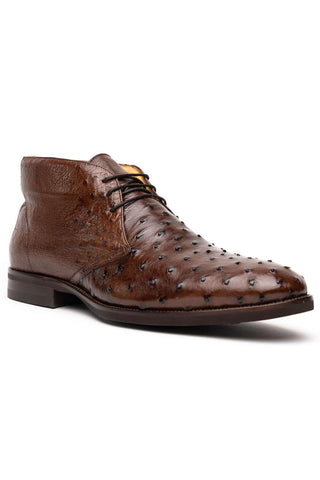 Zelli Italia Marco Brown Ostrich Skin Chukka Boot (ZEL1069)-AmbrogioShoes