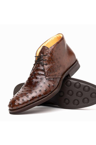 Zelli Italia Marco Brown Ostrich Skin Chukka Boot (ZEL1069)-AmbrogioShoes