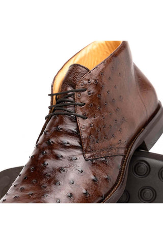 Zelli Italia Marco Brown Ostrich Skin Chukka Boot (ZEL1069)-AmbrogioShoes