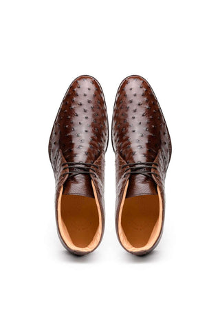 Zelli Italia Marco Brown Ostrich Skin Chukka Boot (ZEL1069)-AmbrogioShoes