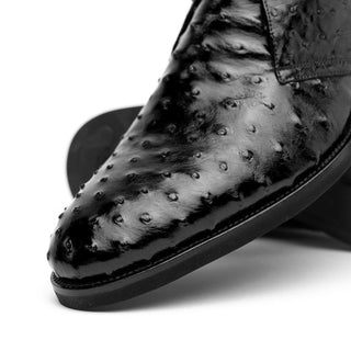 Zelli Italia Marco Men's Shoes Black Ostrich Skin Chukka Boot (ZEL1069)-AmbrogioShoes