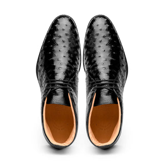Zelli Italia Marco Men's Shoes Black Ostrich Skin Chukka Boot (ZEL1069)-AmbrogioShoes