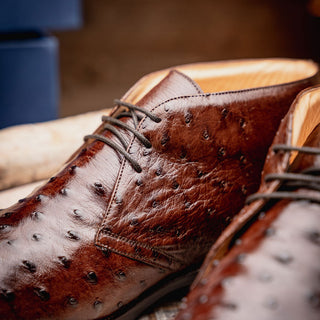 Zelli Italia Marco Men's Shoes Brown Ostrich Skin Chukka Boot (ZEL1069)-AmbrogioShoes