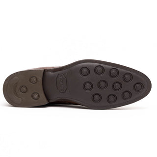 Zelli Italia Marco Men's Shoes Brown Ostrich Skin Chukka Boot (ZEL1069)-AmbrogioShoes