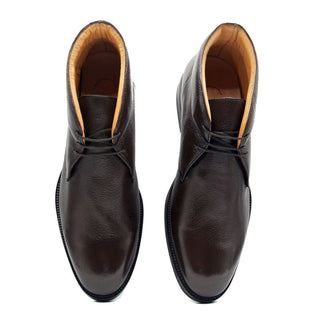 Zelli Italia Marco Men's Shoes Dark Brown Deer-Skin Chukka Boot (ZEL1068)-AmbrogioShoes