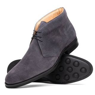 Zelli Italia Marco Men's Shoes Gray Calf-Skin Suede Chukka Boot (ZEL1067)-AmbrogioShoes
