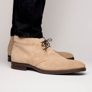 Zelli Italia Marco Men's Shoes Sand Calf-Skin Suede Chukka Boot (ZEL1067)-AmbrogioShoes
