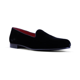 Zelli Italia Men's Shoes Black Velvet Tux Loafer (ZEL1001)-AmbrogioShoes
