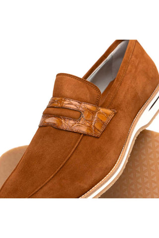 Zelli Italia Meo 3 Cognac Genuine Suede Goat Skin Penny Loafer (ZEL1002)-AmbrogioShoes